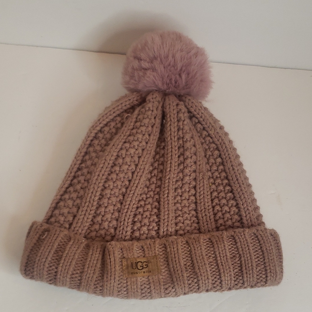 UGG Pink/Purple Knit Winter Hat w/ Pom
